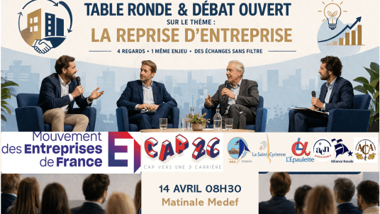 Reconversion : matinale Medef "Reprise d'entreprise"